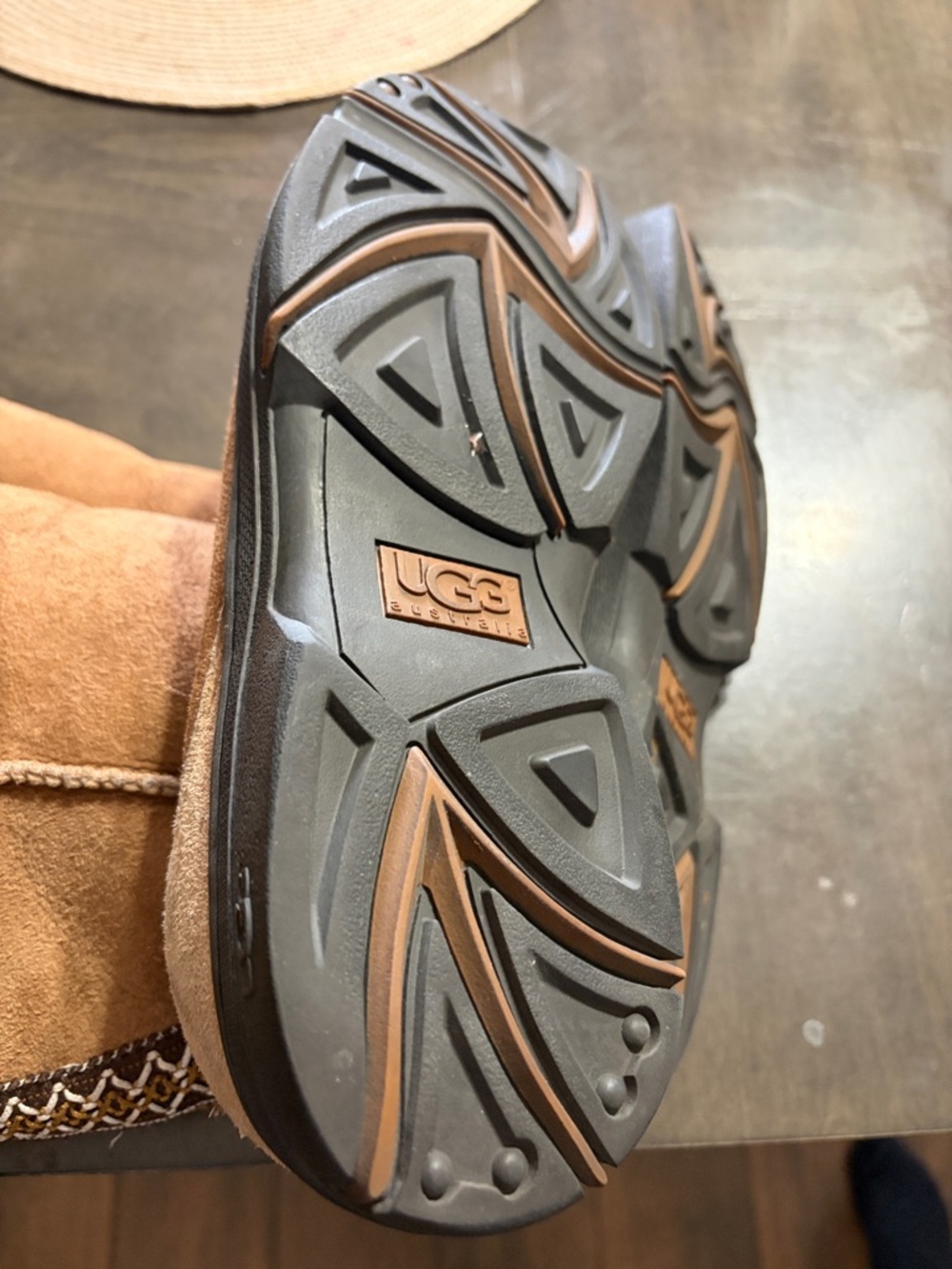 UGG Ultra tall Shearling Embroidered Chestnut boots size 9 - Picture 15 of 15